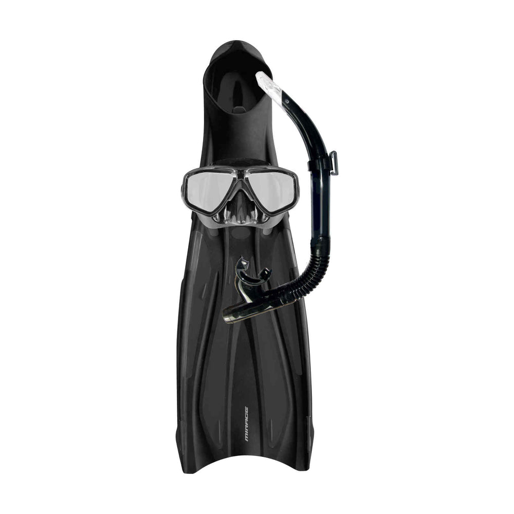 Mirage Fset17 Barracuda Adult Mask, Snorkel & Fins Set - Black