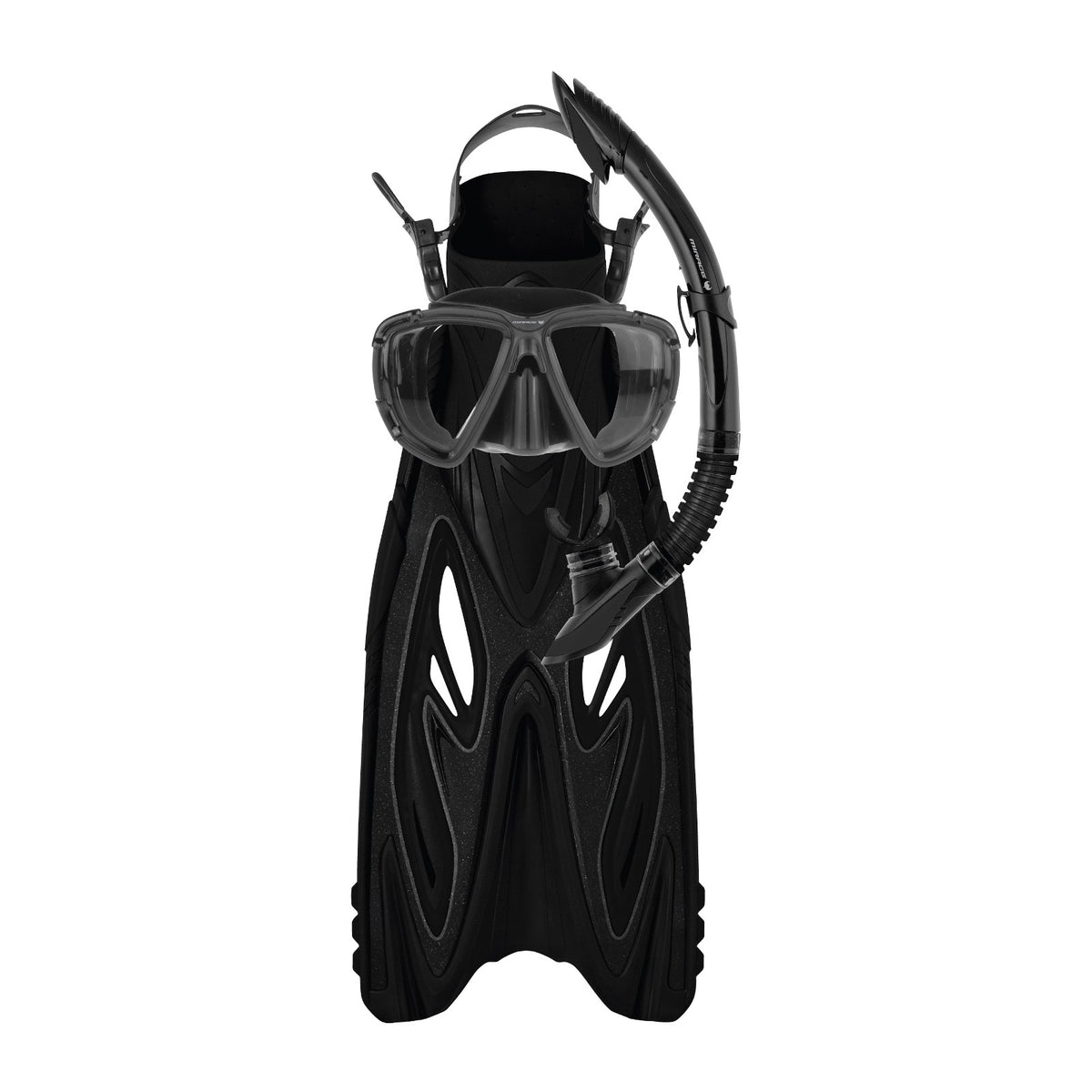 Mirage FSet07 Rayzor Adult Mask, Snorkel & Fin Set - Black - L/XL