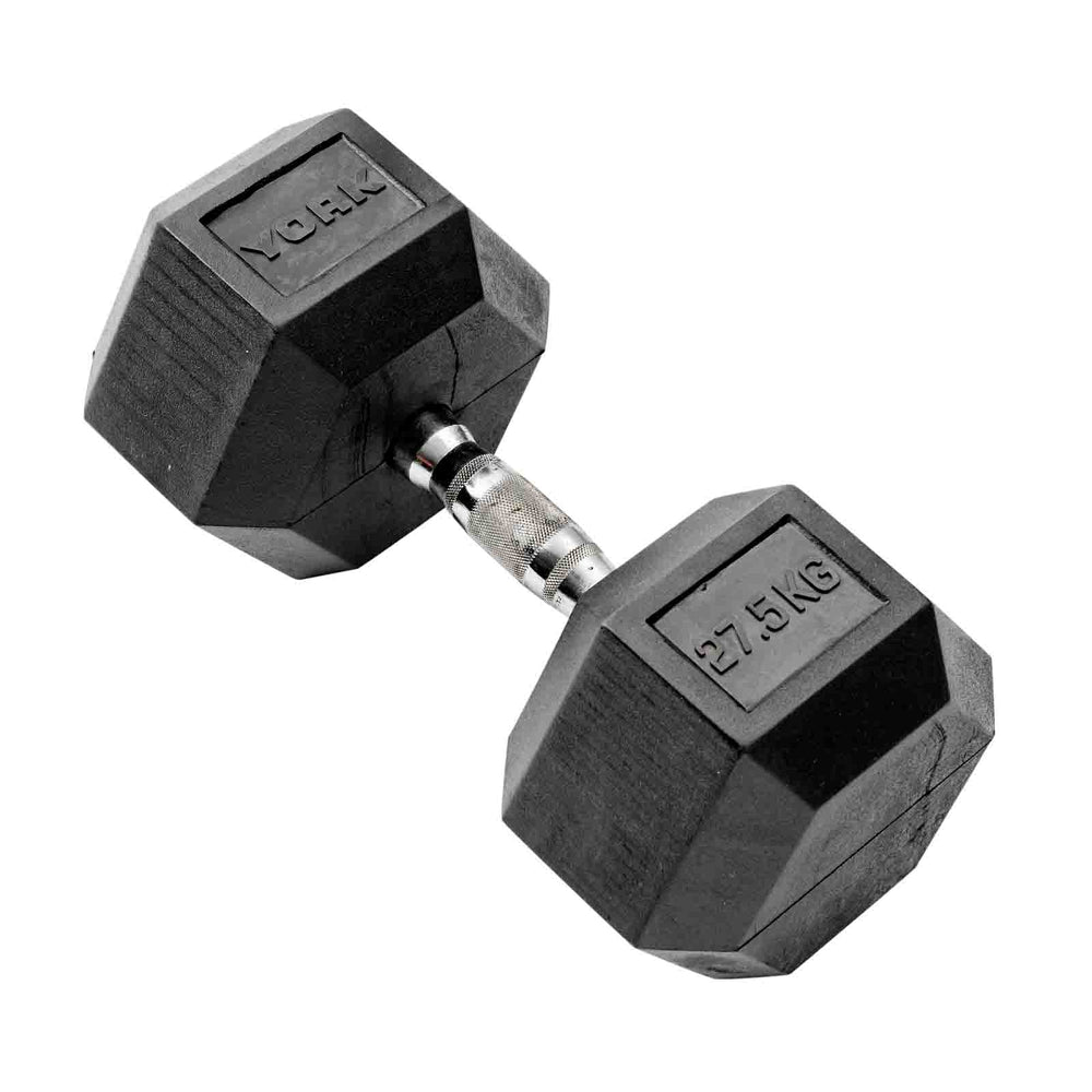 York Hexagonal Rubber Dumbbell - 27.5kg